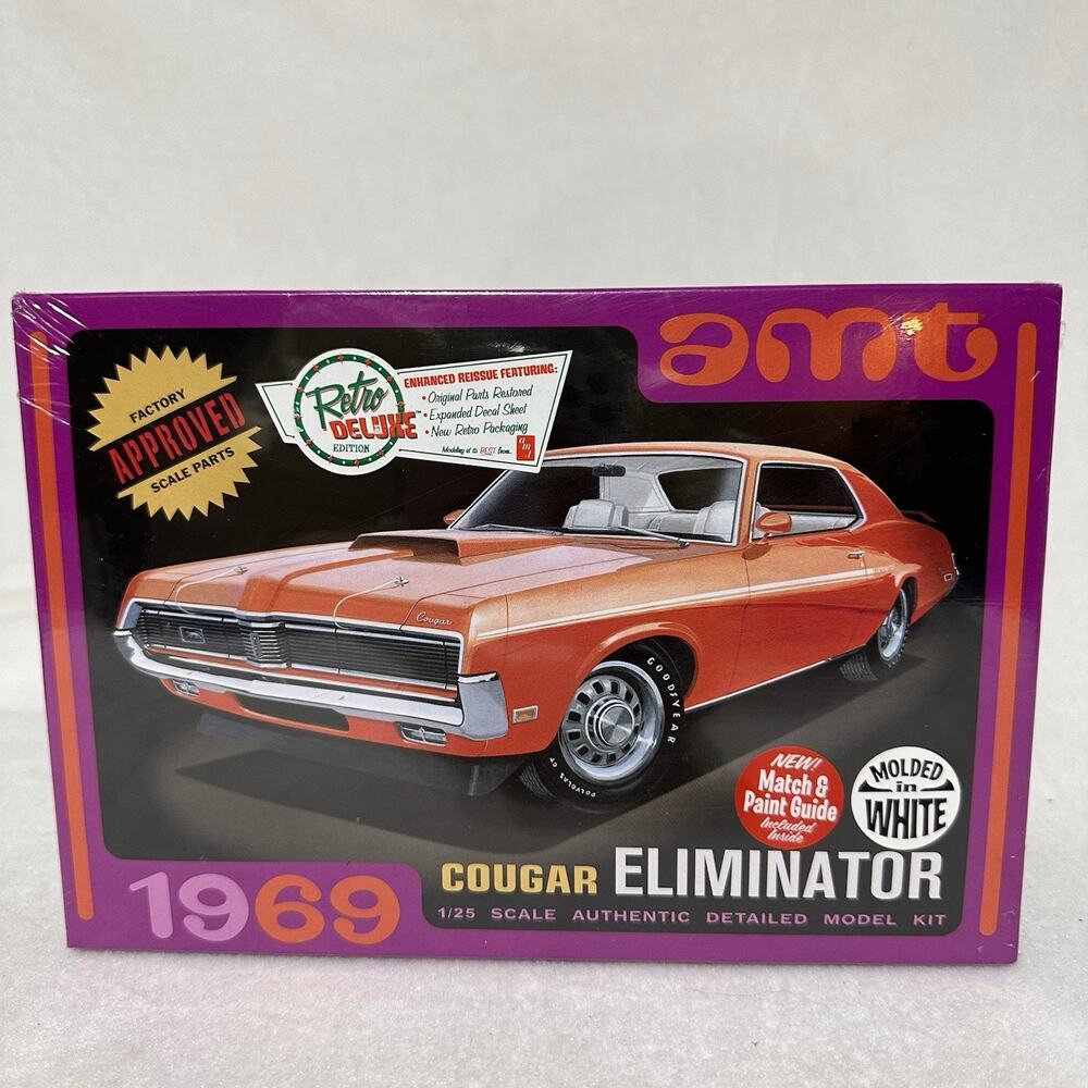 AMT Retro Deluxe Round 2 1969 Cougar Eliminator 1:25 Model Kit #1912/12 New Seal